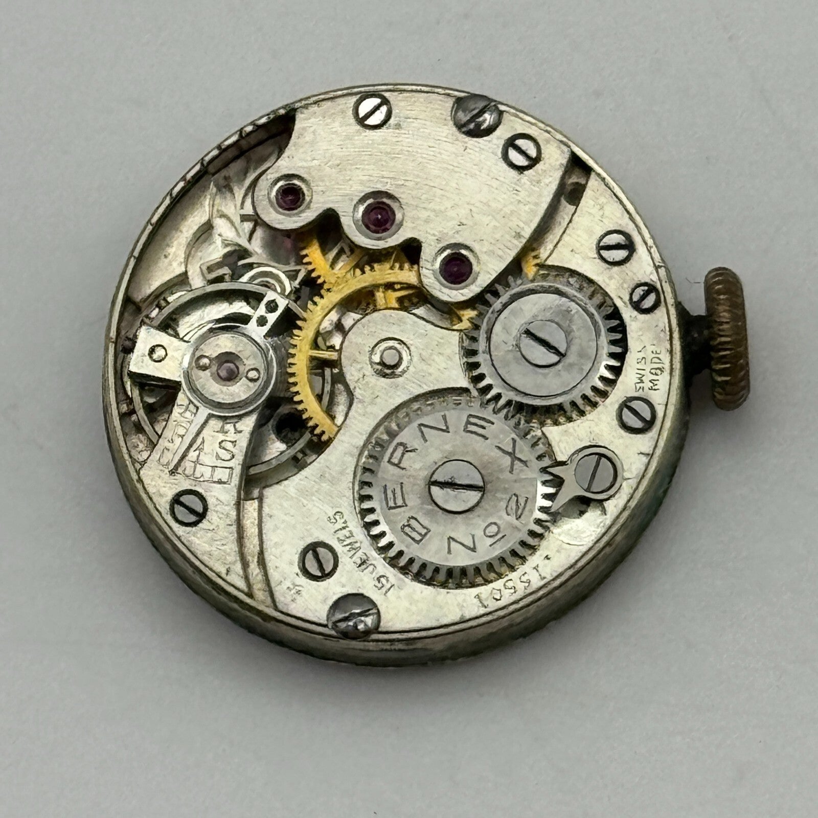 20.2mm Bernex No 2 Swiss 15501 Trench Watch Movement Manual Wind Vintage PARTS
