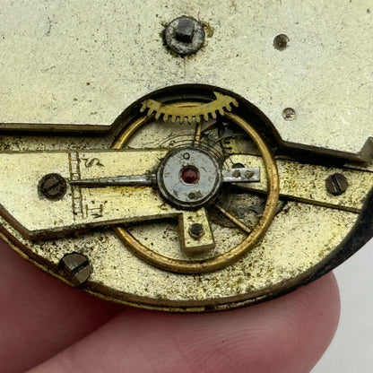 47.6mm Antique Unidentified Key Wound Pocket Watch Movement Dial PARTS REPAIR