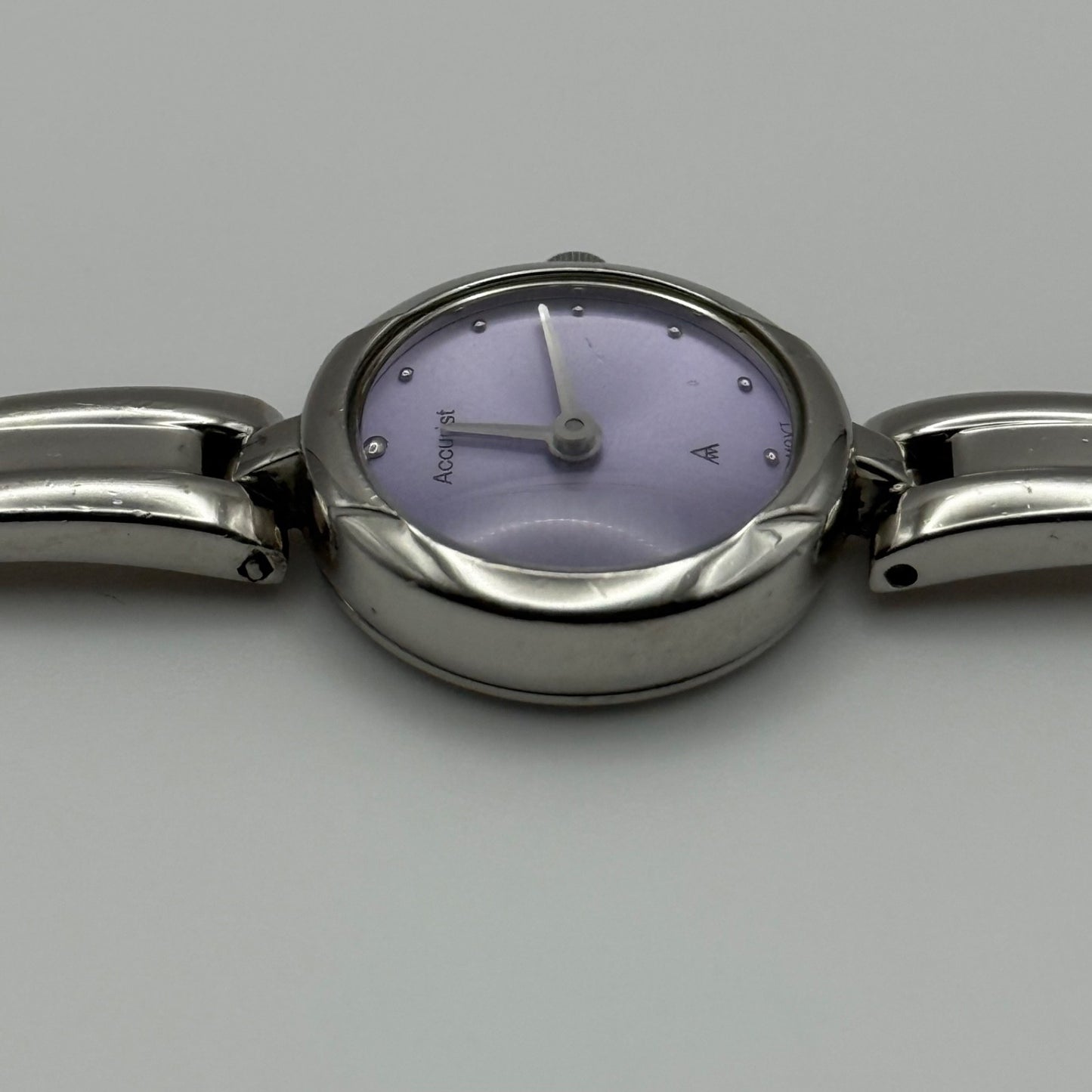Working Accurist Ladies Purple Dial Silver Tone 19mm Quartz Watch LB327 Japan