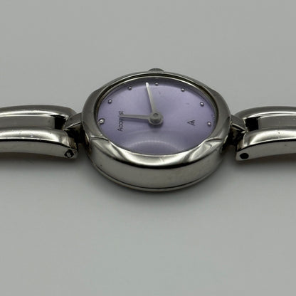 Working Accurist Ladies Purple Dial Silver Tone 19mm Quartz Watch LB327 Japan