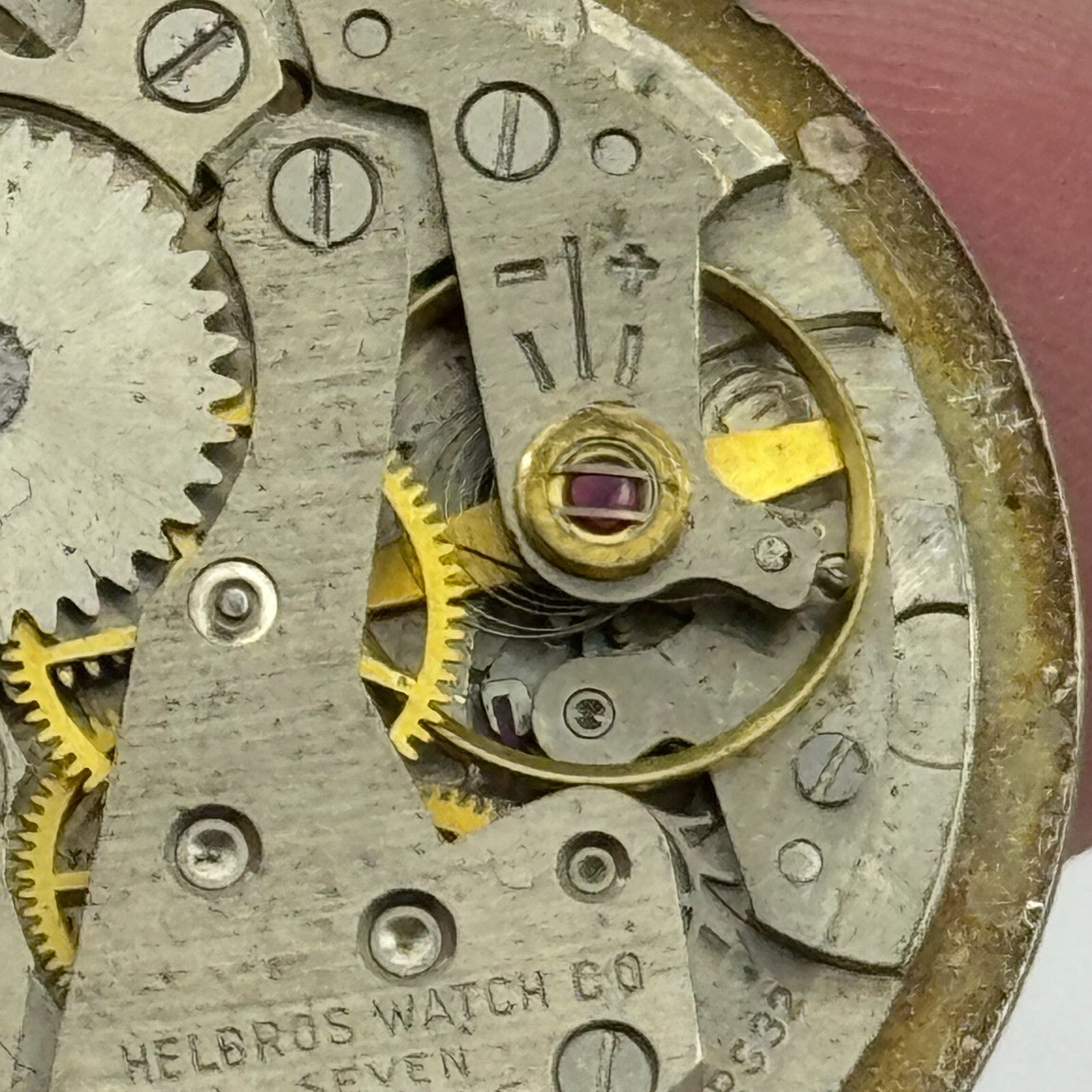 25.9mm Helbros PS32 Manual Wind Swiss 7 Jewels Watch Movement Vintage PARTS