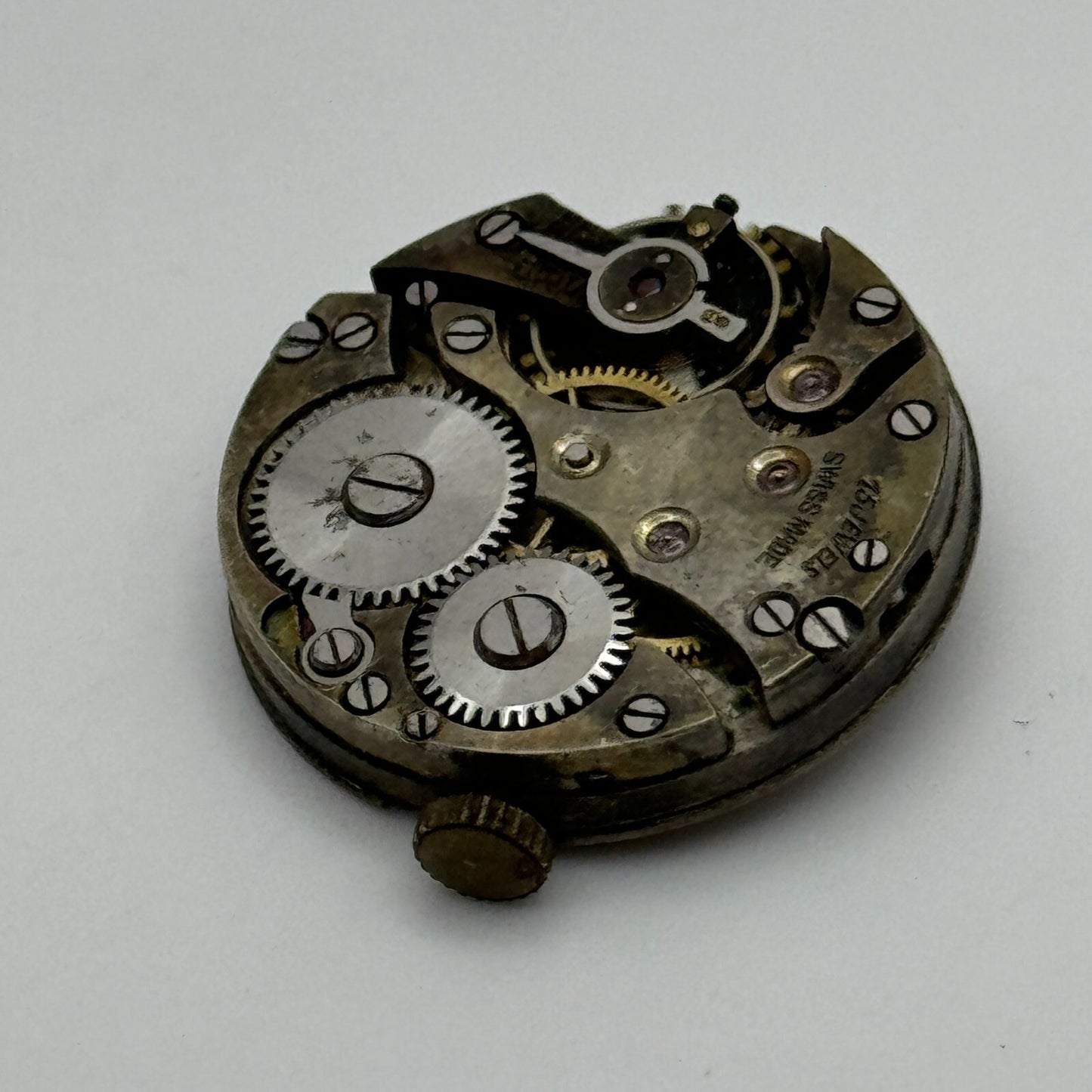 23.6mm Running Unidentified Swiss Trench Watch Movement Manual Wind  PARTS