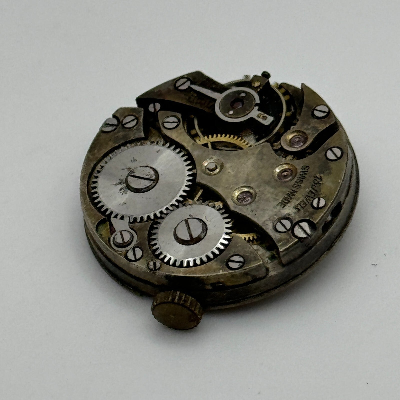 23.6mm Running Unidentified Swiss Trench Watch Movement Manual Wind  PARTS