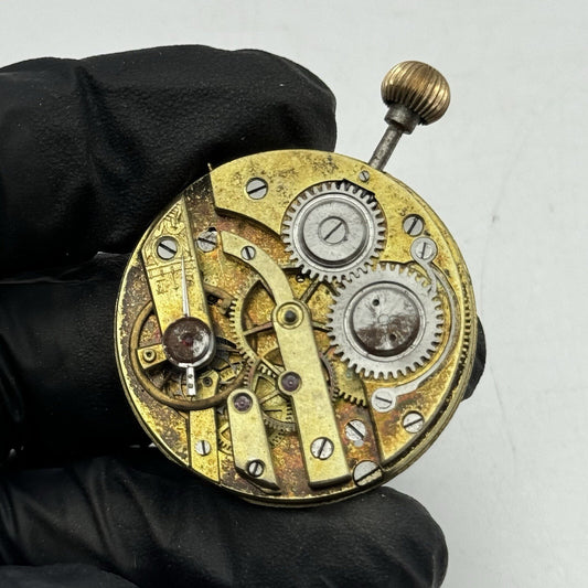 36.3mm Unidentified Quality Top Wind Antique Pocket Watch Movement FOR PARTS