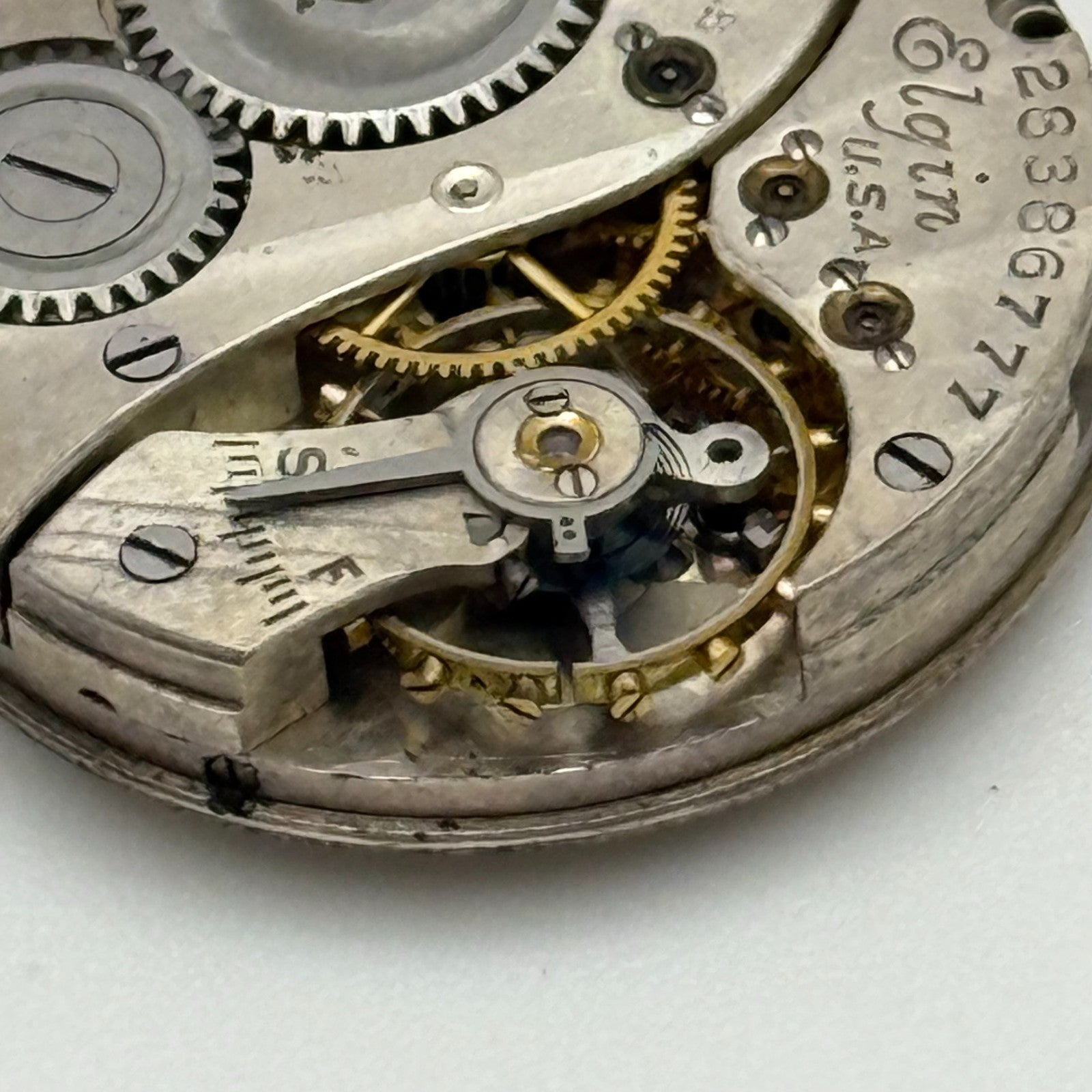 1925 Antique 10/0s Elgin 444 Model 4 American Watch Movement PARTS REPAIR