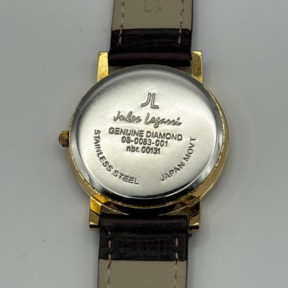Jules Legassi Unisex Quartz Watch Genuine Diamond Black Dial Japan Working 34mm