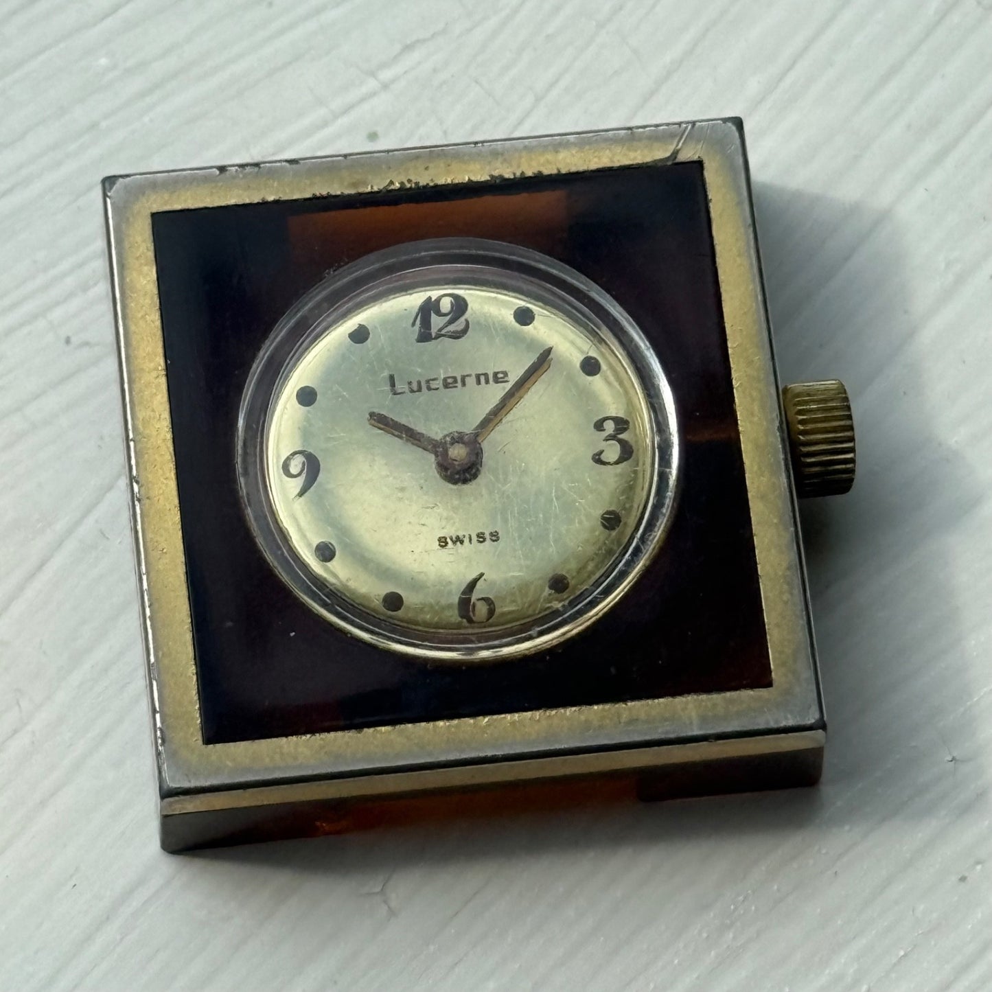 32mm Vintage Square Lucerne Acrylic Case EB 8461 Manual Wind Swiss Watch - PARTS