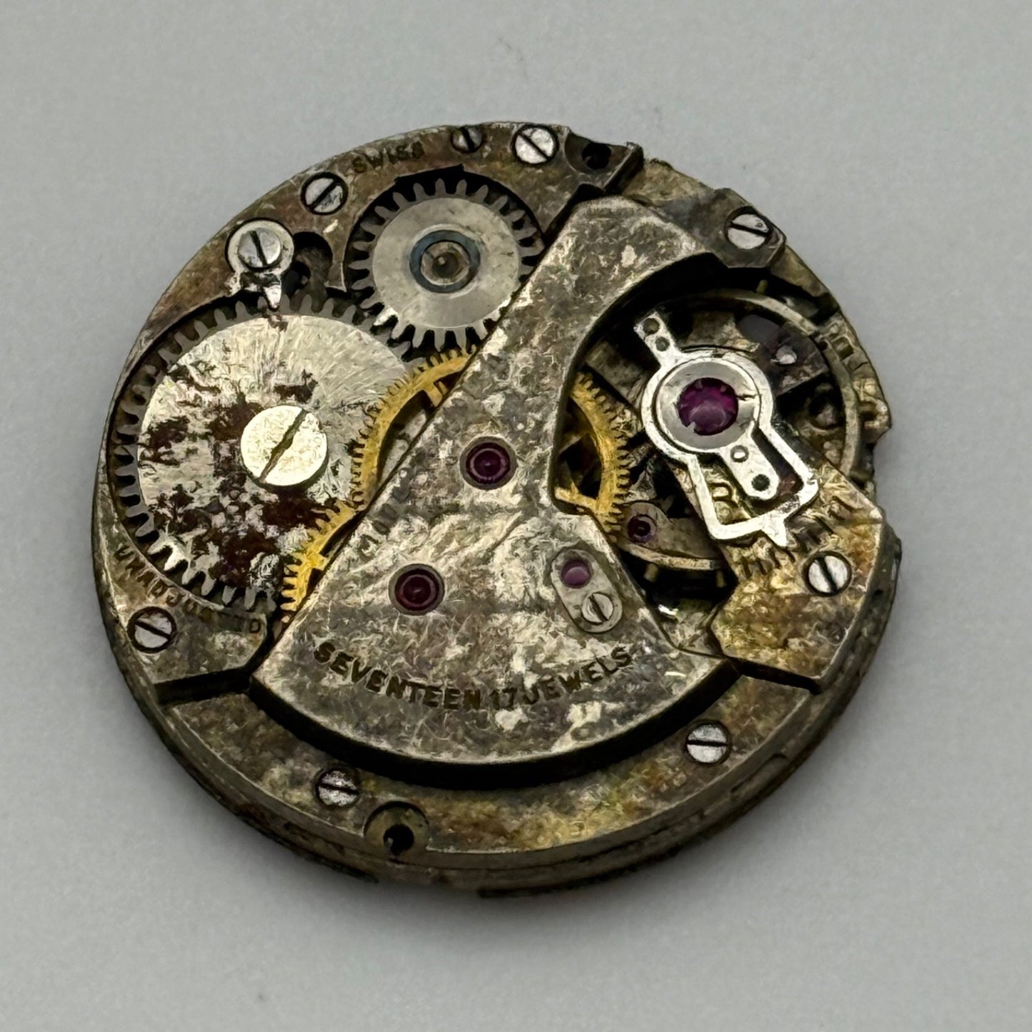 AS 1194 Watch Movement Manual Wind Vintage Swiss For Parts Or Repair 23.6mm