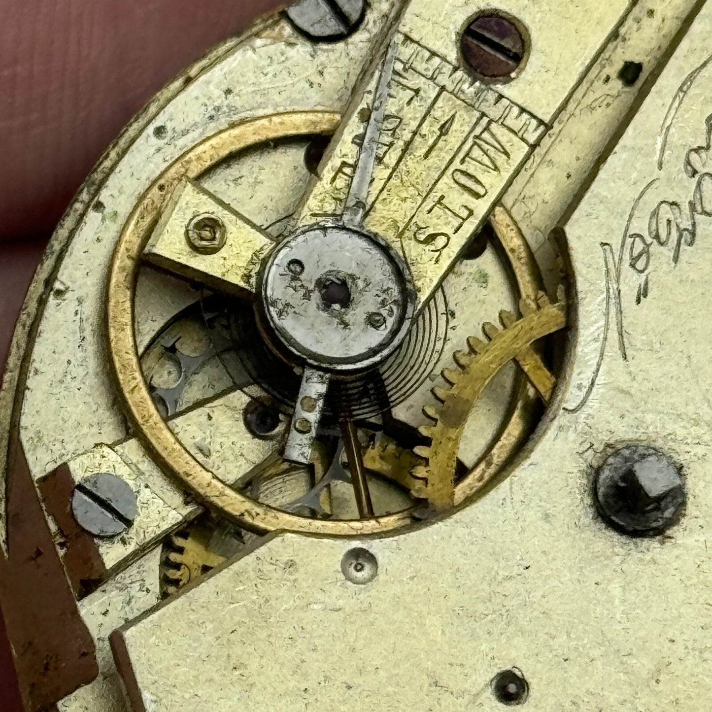 45.5mm Antique Unidentified Key Wound Pocket Watch Movement PARTS REPAIR SPARES