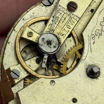45.5mm Antique Unidentified Key Wound Pocket Watch Movement PARTS REPAIR SPARES