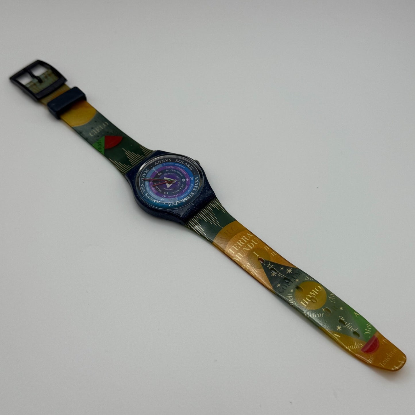 1992 Swatch Gent GN131 Tarot Colorful Strap Quartz Watch Swiss + Box 33mm