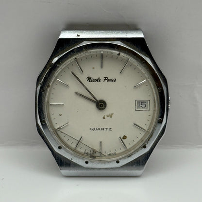 EB 870.111 Quartz Watch Nicole Paris Date Dial Swiss 33mm UNTESTED PARTS REPAIR