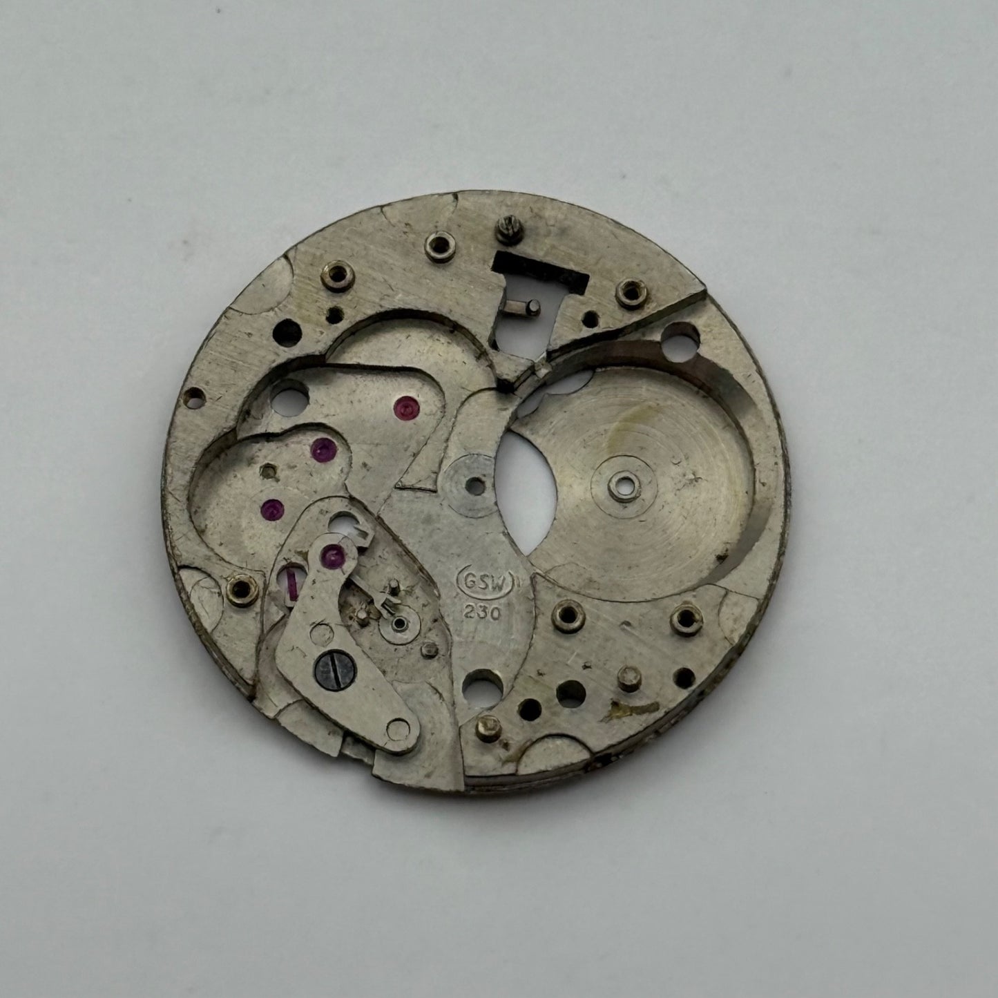 GSW Geneva Sport 230 Watch Movement Main Plate Vintage Swiss Parts 23.6mm