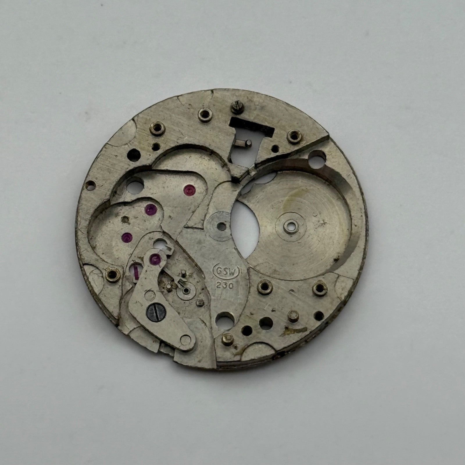 GSW Geneva Sport 230 Watch Movement Main Plate Vintage Swiss Parts 23.6mm