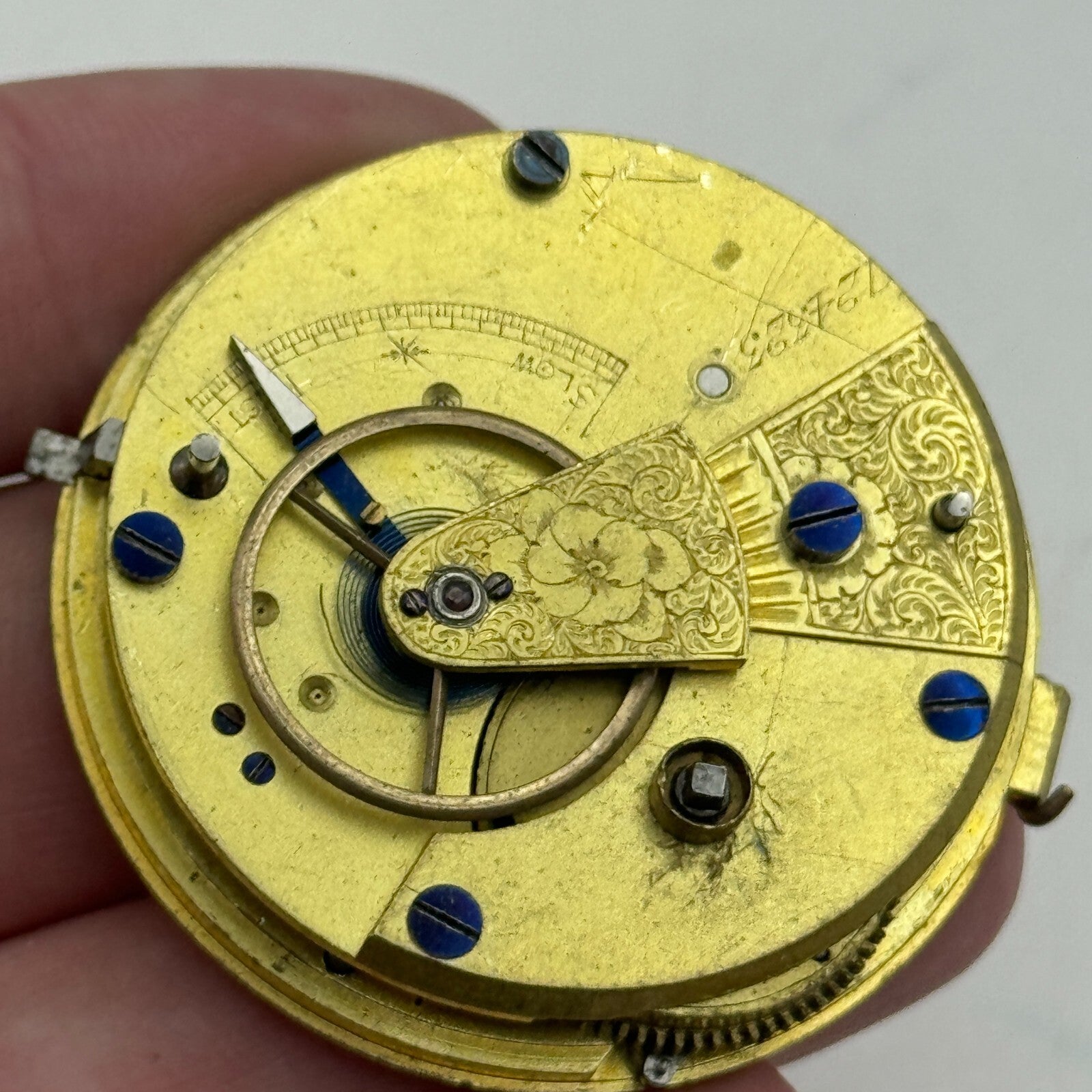 43.2mm Antique Key Wound Pocket Watch Movement PARTS REPAIR SPARES