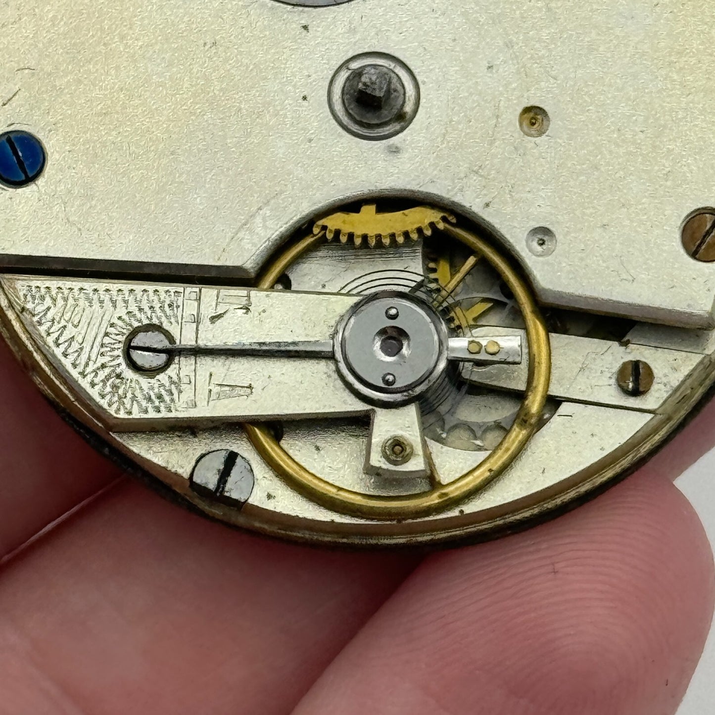 42.7mm Antique Key Wound Balance Intact Pocket Watch Movement Dial Hands PARTS
