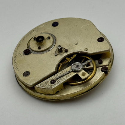 40.7mm Antique Nordmann Geneve Key Wound Pocket Watch Movement PARTS REPAIR