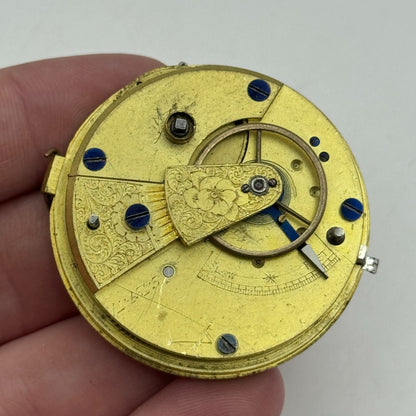 43.2mm Antique Key Wound Pocket Watch Movement PARTS REPAIR SPARES