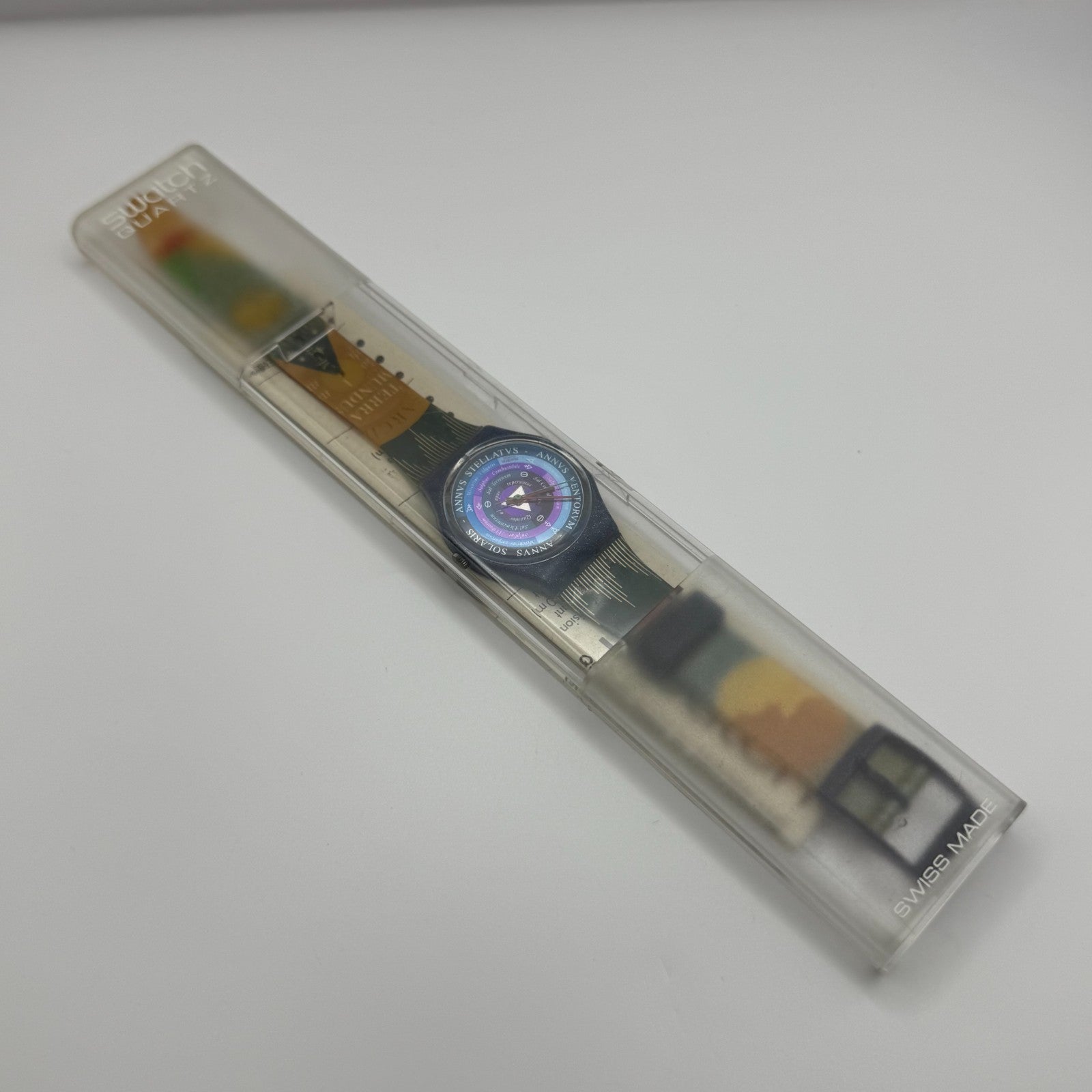 1992 Swatch Gent GN131 Tarot Colorful Strap Quartz Watch Swiss + Box 33mm