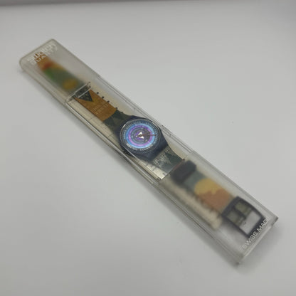 1992 Swatch Gent GN131 Tarot Colorful Strap Quartz Watch Swiss + Box 33mm