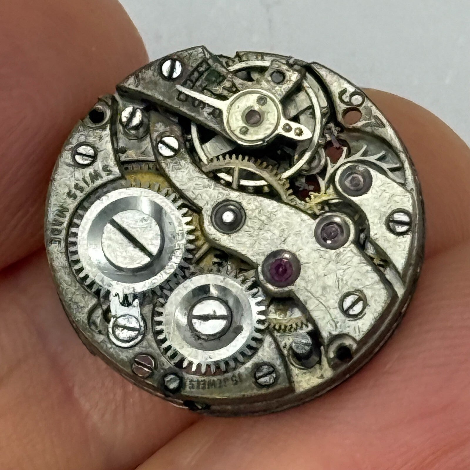 19.7mm Vintage ETA 15 Jewels Manual Wind Watch Movement PARTS REPAIR