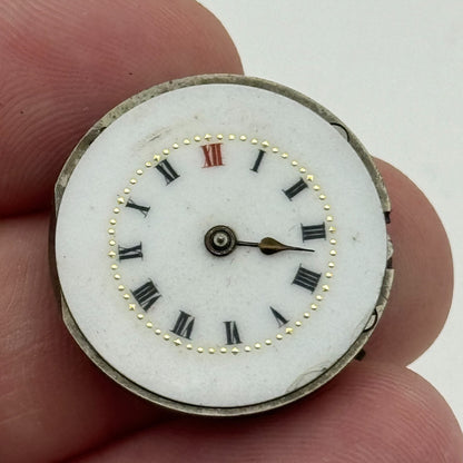 23.6mm Unidentified Porcelain Dial Trench Watch Movement Manual Wind FOR PARTS