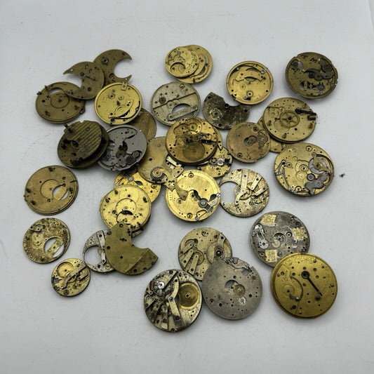 570 Grams Job Lot Of Pocket Watch Movements Parts For Spares / Repairs / Parts