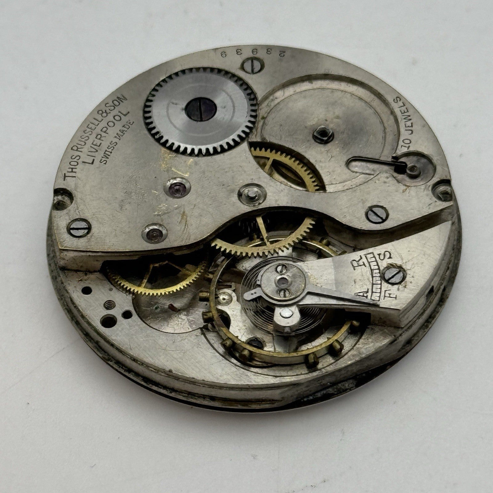 42.8mm Thomas Russell Liverpool Tempus Fugit Hunter Pocket Watch Movement PARTS