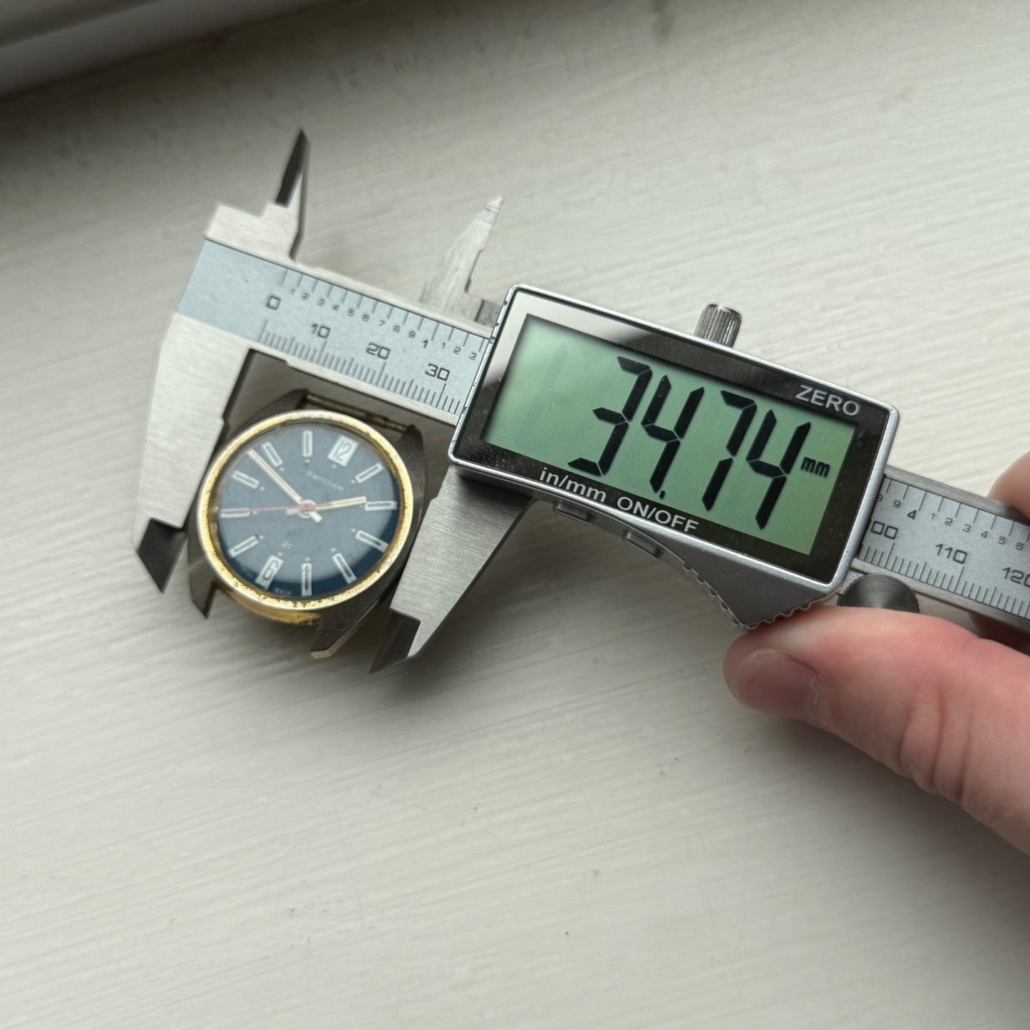 34mm Vintage Men's Swissam Desa 320 Blue Dial Manual Wind Watch PARTS / REPAIR