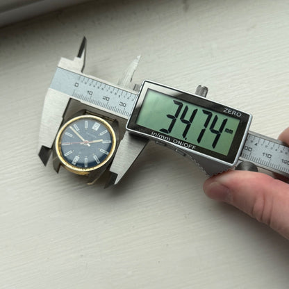 34mm Vintage Men's Swissam Desa 320 Blue Dial Manual Wind Watch PARTS / REPAIR