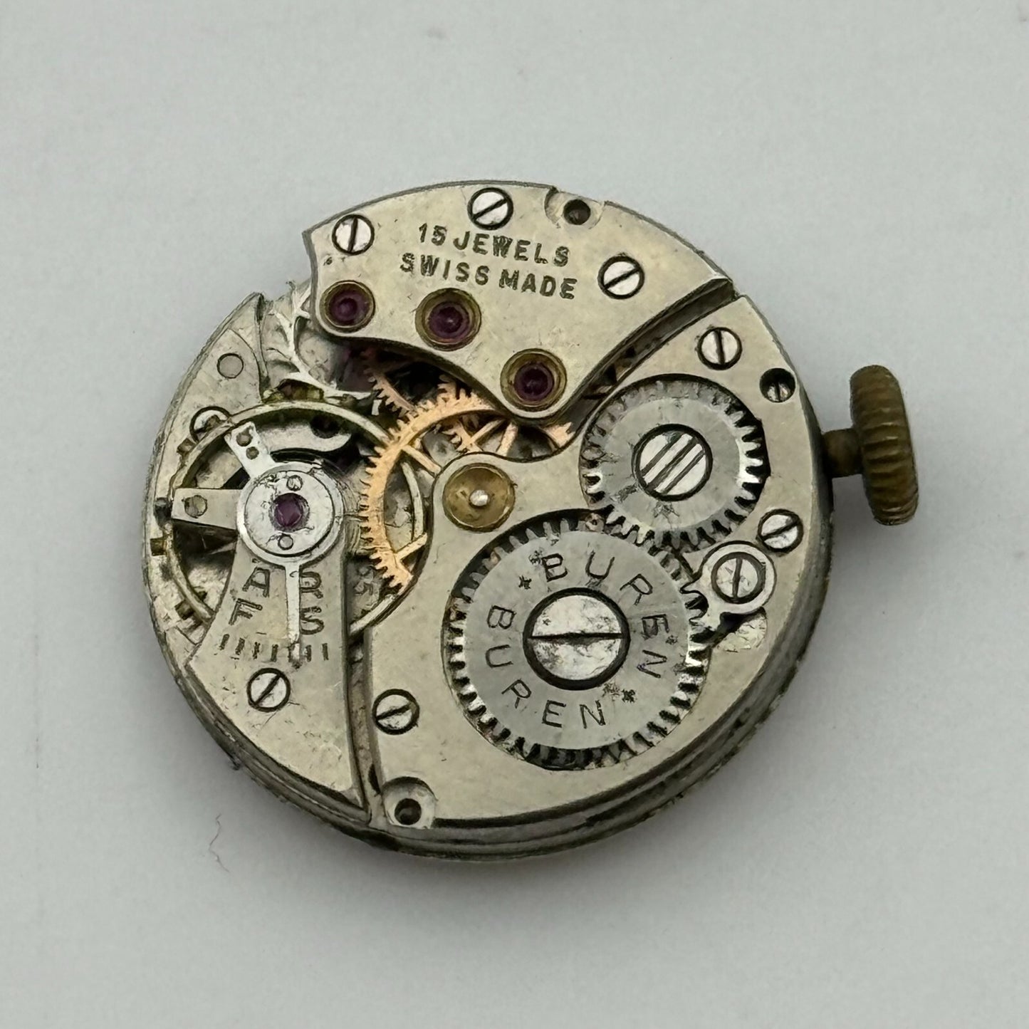 19.6mm Running Buren Cal 355 Manual Wind Swiss Watch Movement Vintage PARTS