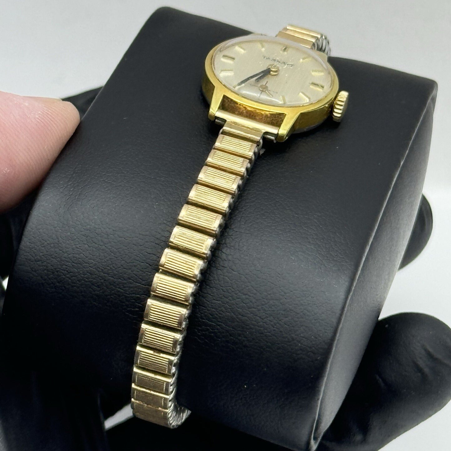 19mm WORKING Vintage Tarratt Expandable Strap Silver Dial Ladies Dress Watch 