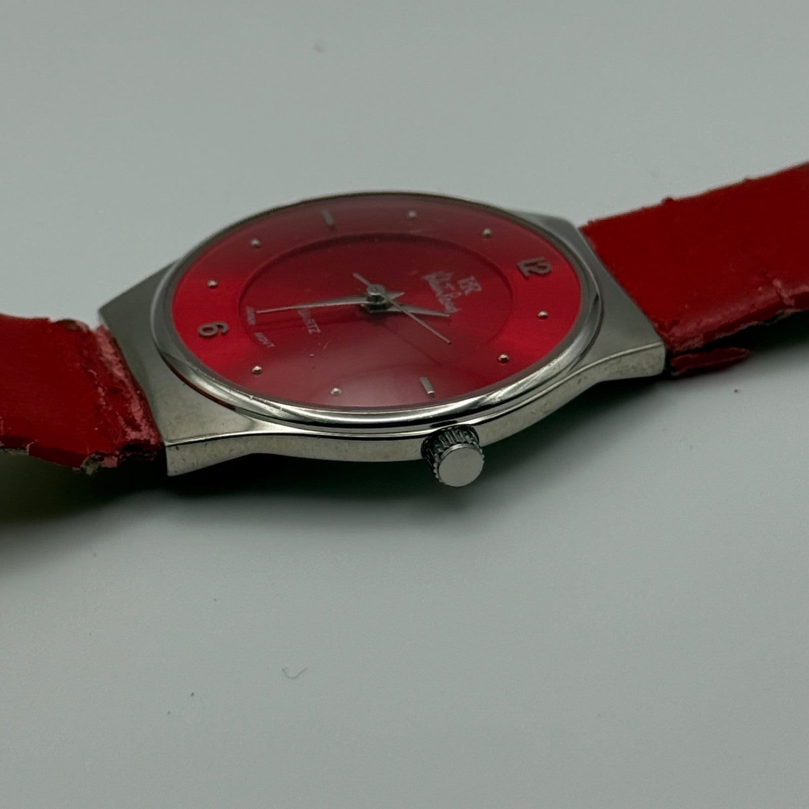 32mm Working Valentin Ramos Ladies 32mm Quartz Watch Needs New Strap Red Dial