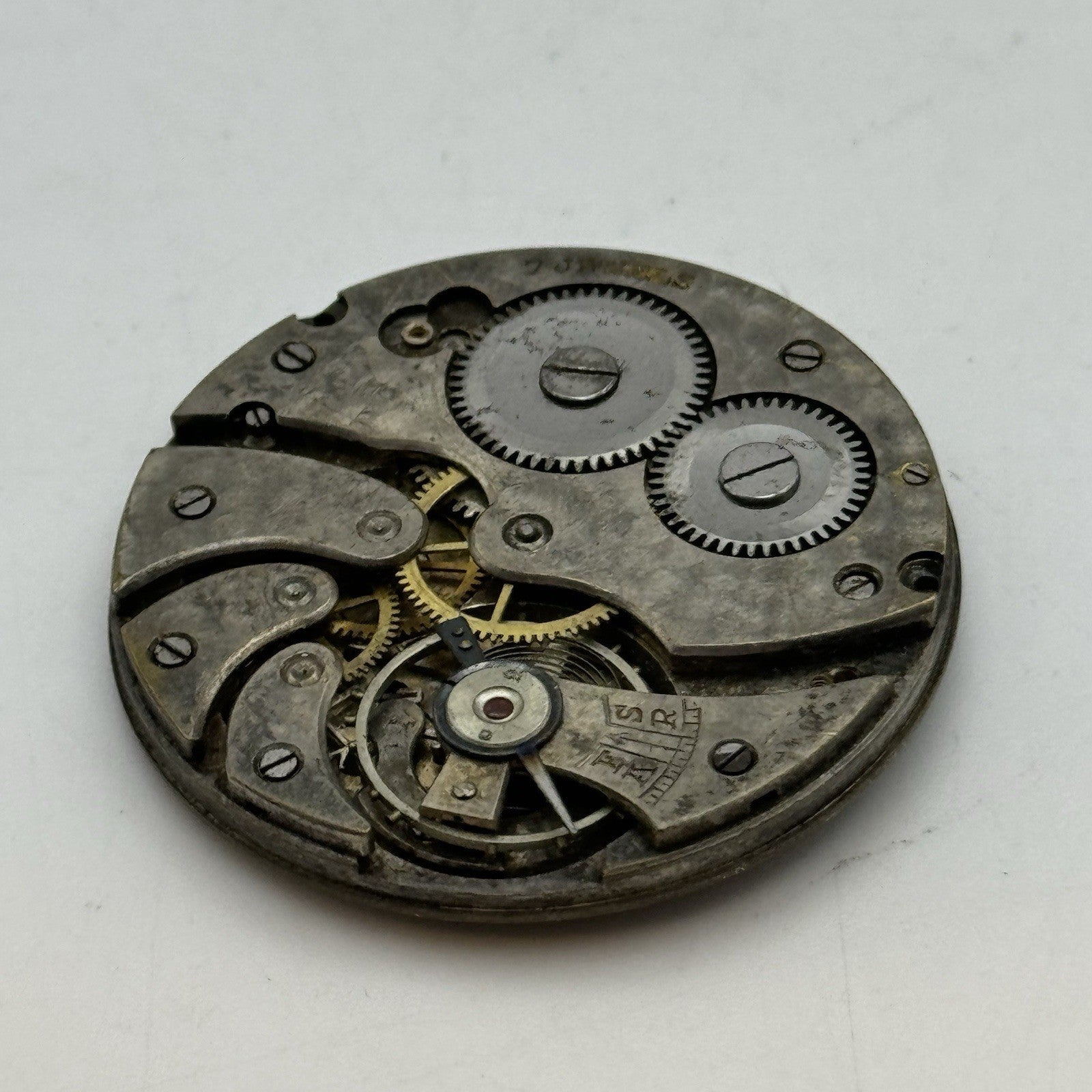41.4mm Unidentified Thin 7 Jewels Vintage Pocket Watch Movement PARTS REPAIR