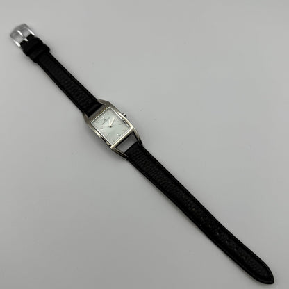 Anne Klein Ladies Quartz Watch White Dial Black Leather Strap Japan Working 18mm