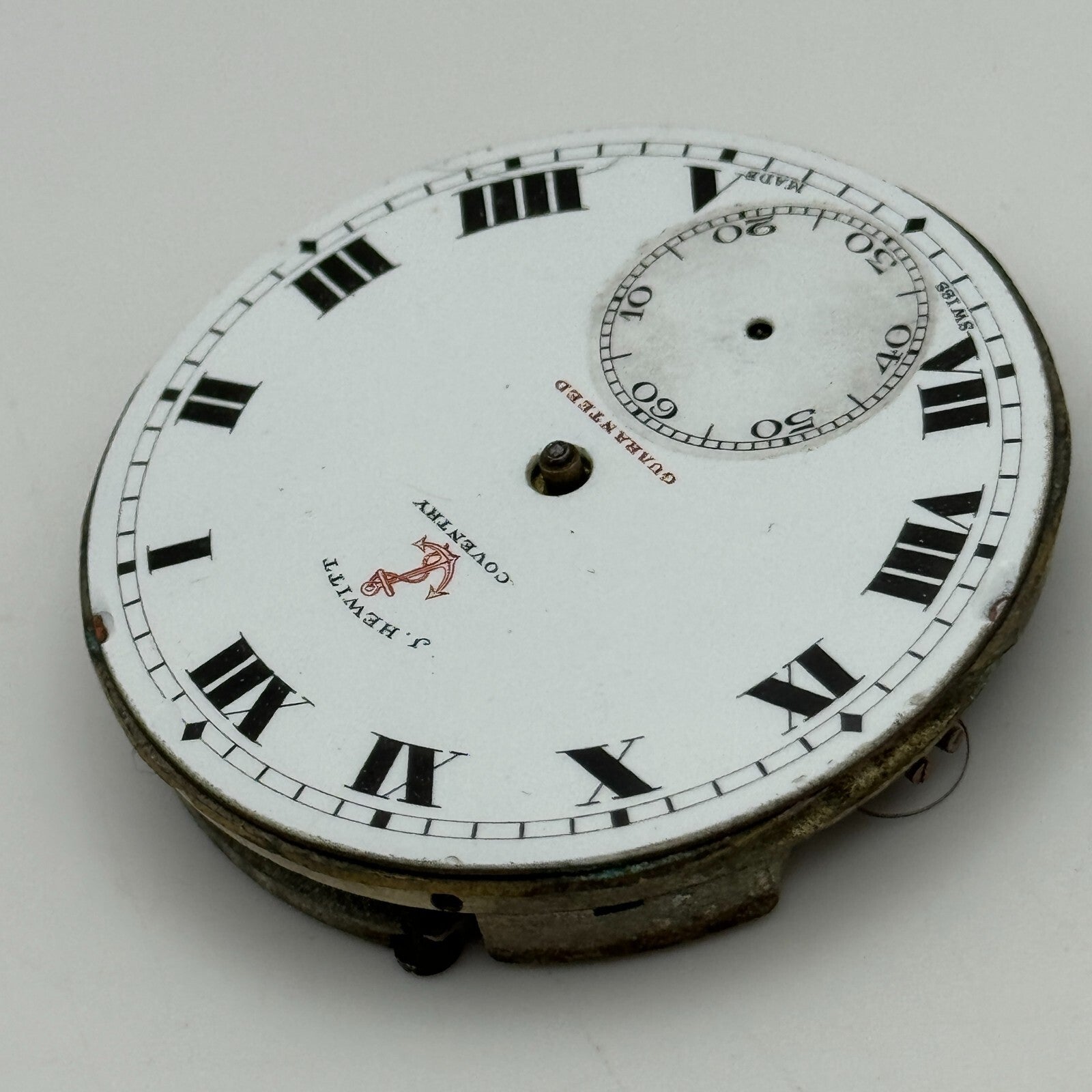 42.3mm J Hewitt Coventry Unique Swiss Made Hunter Pocket Watch Movement PARTS