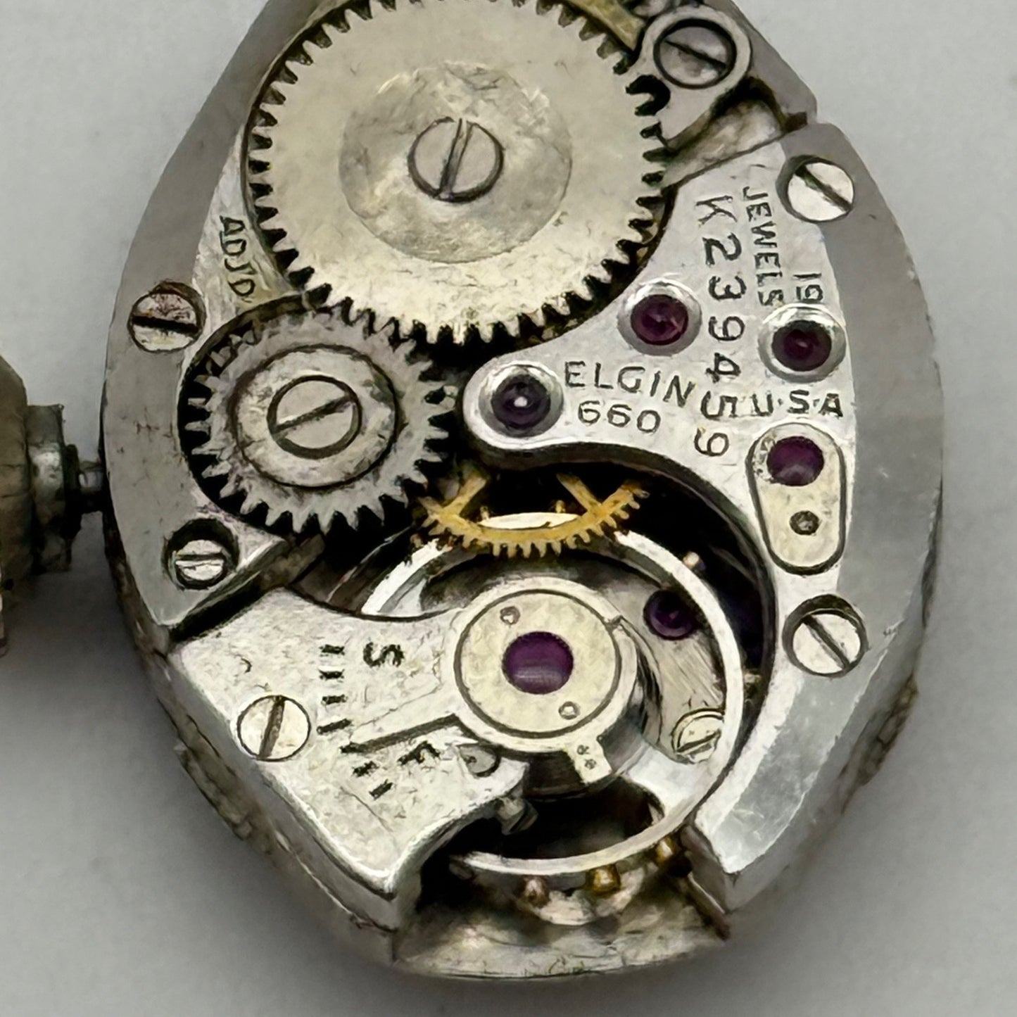 Elgin 660 Watch Movement 17 Jewels USA Vintage American Parts Repair 14.3mm