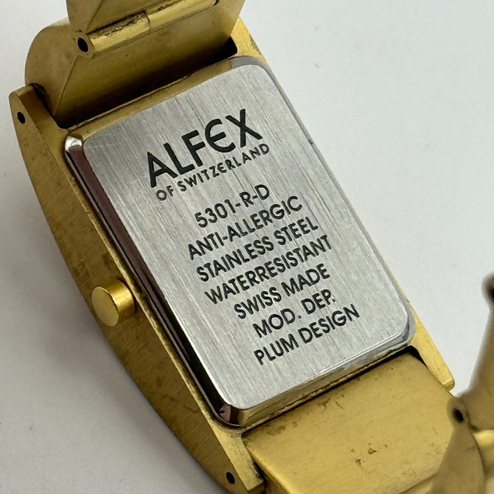 19mm Working Alfex 5301-R-D Plum Design Gold Plated Vintage Quartz Watch 6 Inch