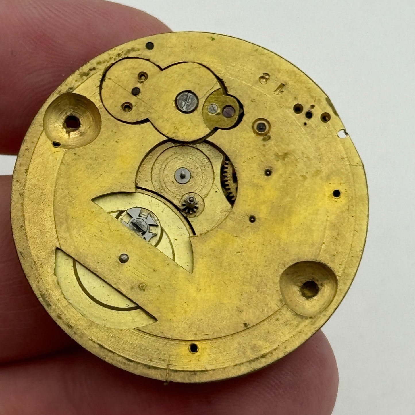 36.3mm Antique Unidentified Key Wound Pocket Watch Movement PARTS REPAIR SPARES