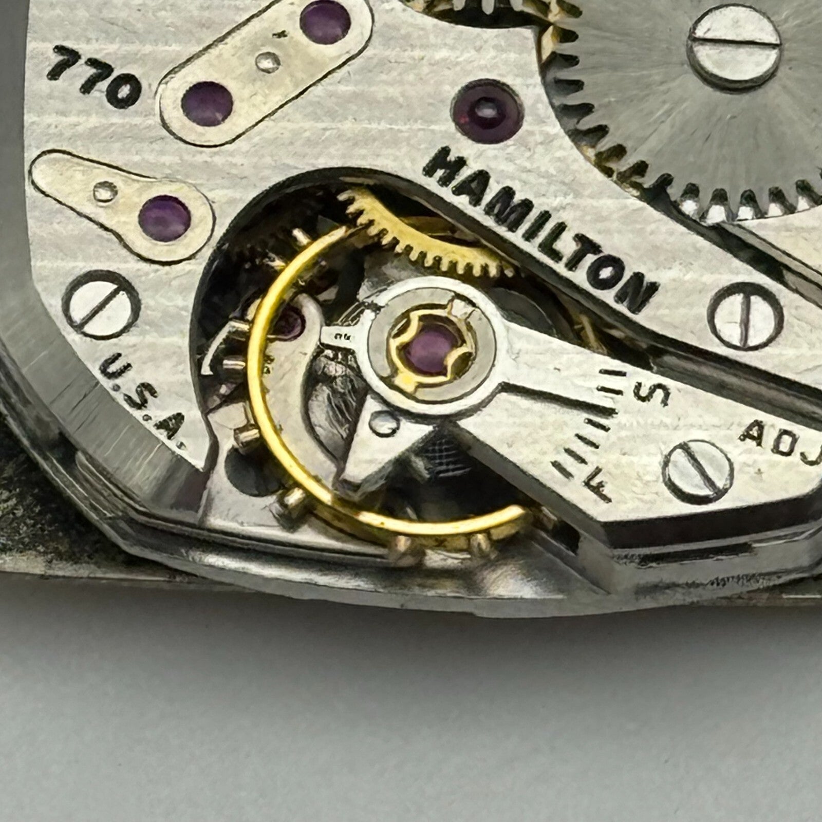 20.4mm Running Hamilton Cal 770 Manual Wind 22 Jewels USA Watch Movement PARTS