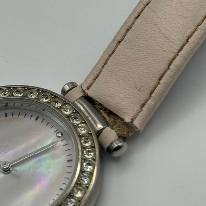 Solo Ladies Quartz Watch MOP Dial Crystal Accents Leather Strap Working 33mm