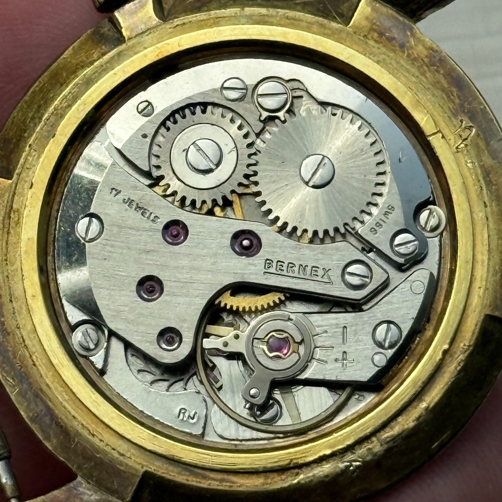 33mm Men's Vintage Bernex FHF 81 Running Swiss Manual Wind Watch PARTS REPAIR