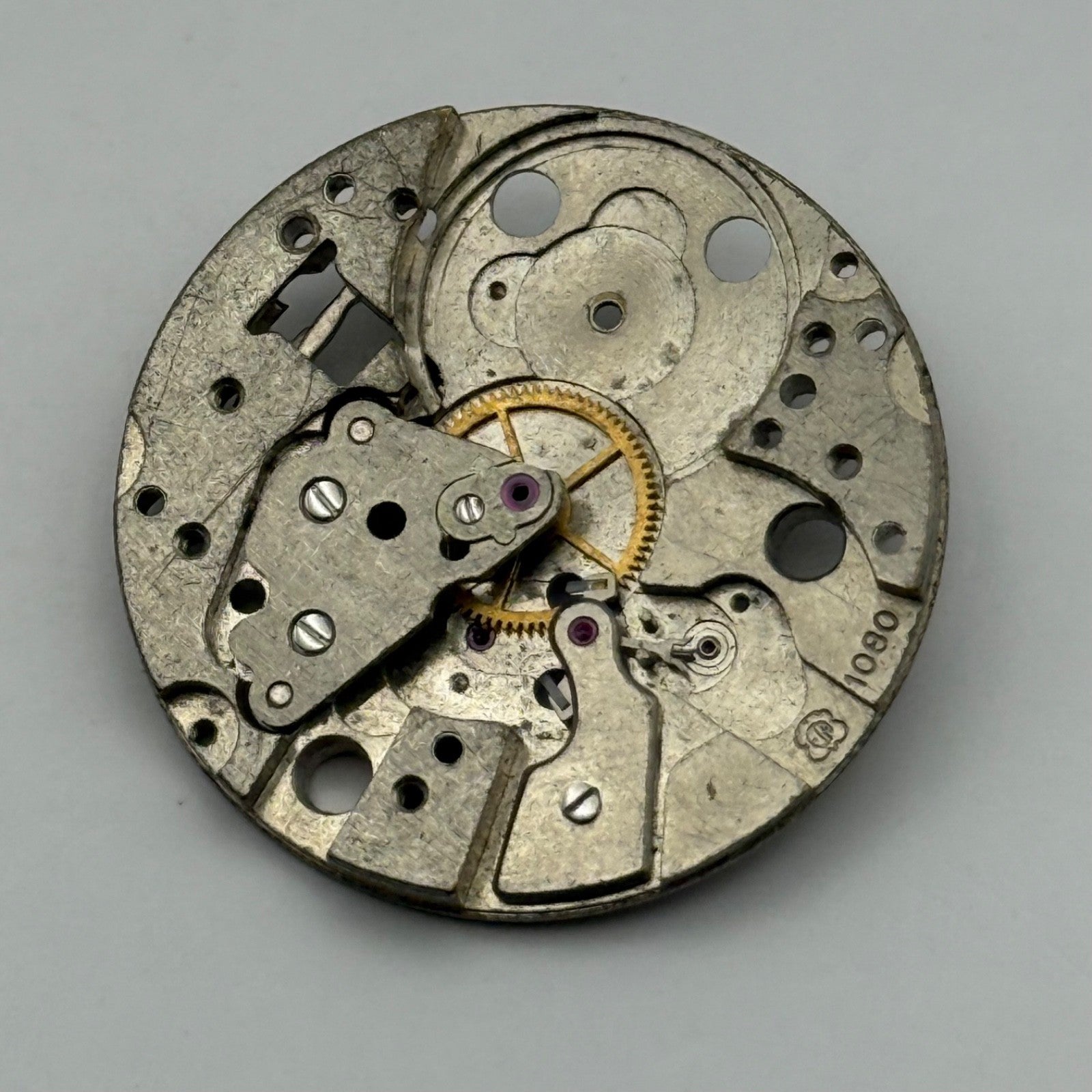 ETA 1080 Watch Movement Manual Wind Vintage Swiss Incomplete Parts Repair 23.6mm