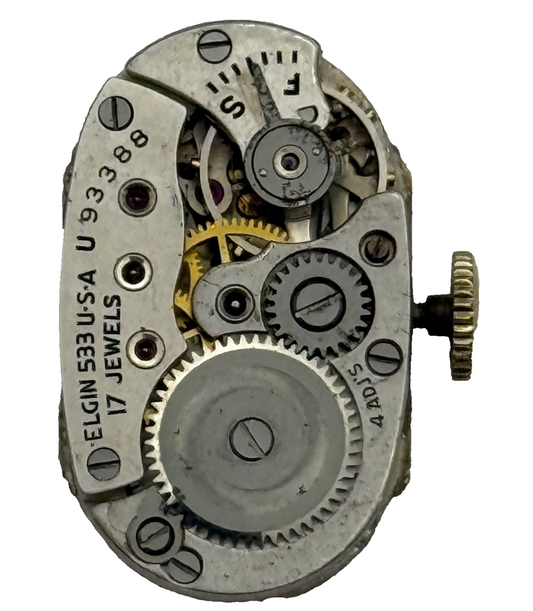 Elgin Grade 533 Model 2 Watch Movement 1947 De Luxe American Parts Repair