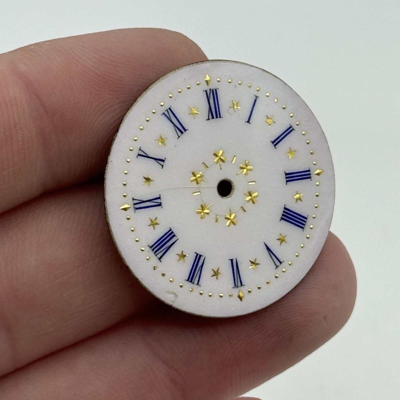 30.9mm Antique Beautiful Porcelain Patterned Pocket Watch Dial Spares Parts