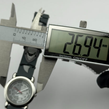 Smiggle Kids Quartz Watch Grey Dial Shark Print Strap Working 27mm NO CLASP