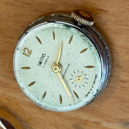 22mm Vintage Smiths Shockproof Cal 200 Sub Second Manual Wind Watch PARTS REPAIR