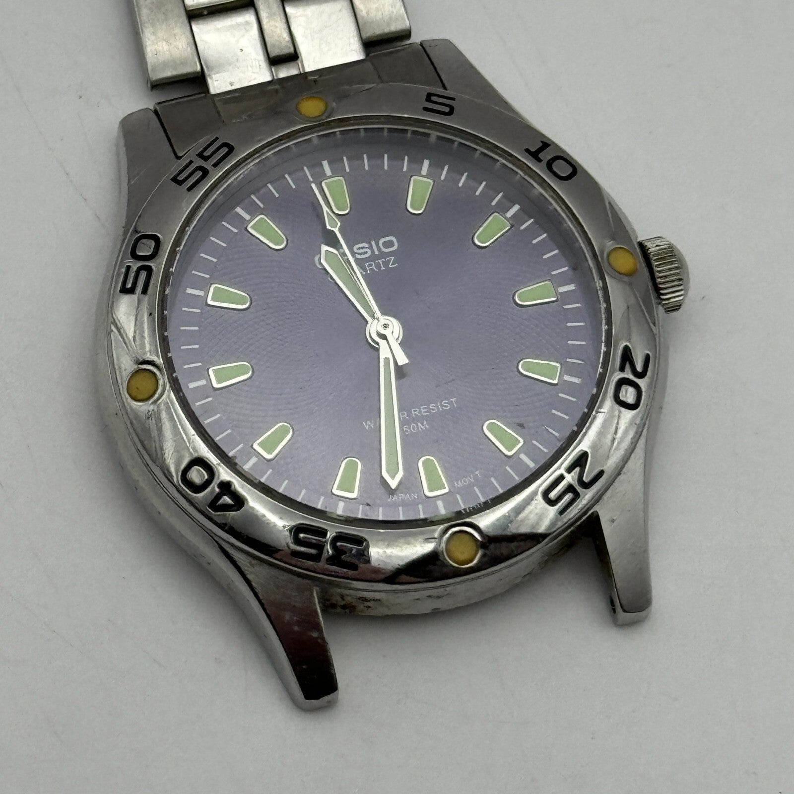 40mm Men’s Working Casio MTP-1243 Water Resist 50M Purple Dial Watch New Battery