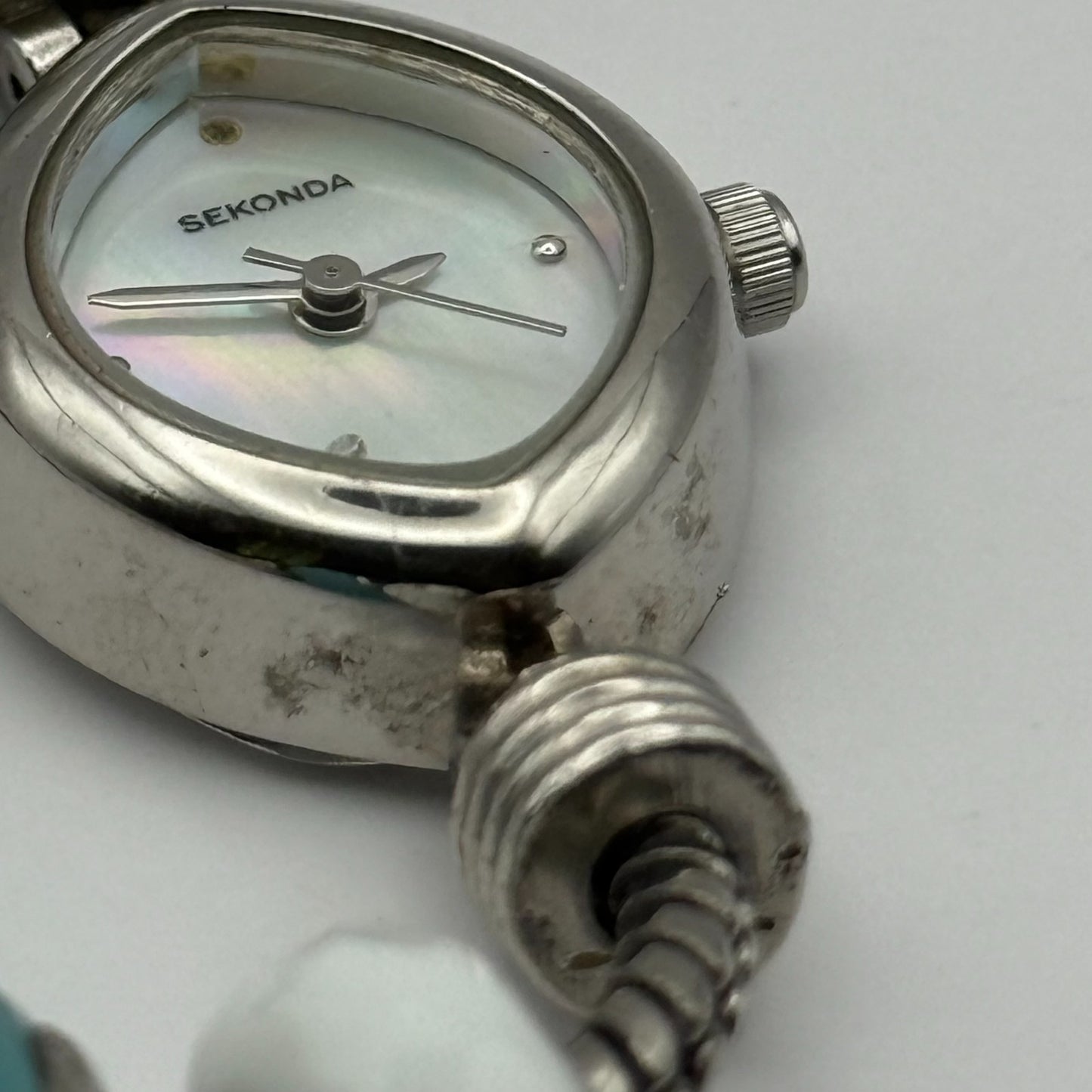 Sekonda Ladies Quartz Watch MOP Dial Beaded Design Bracelet Japan Working 20mm