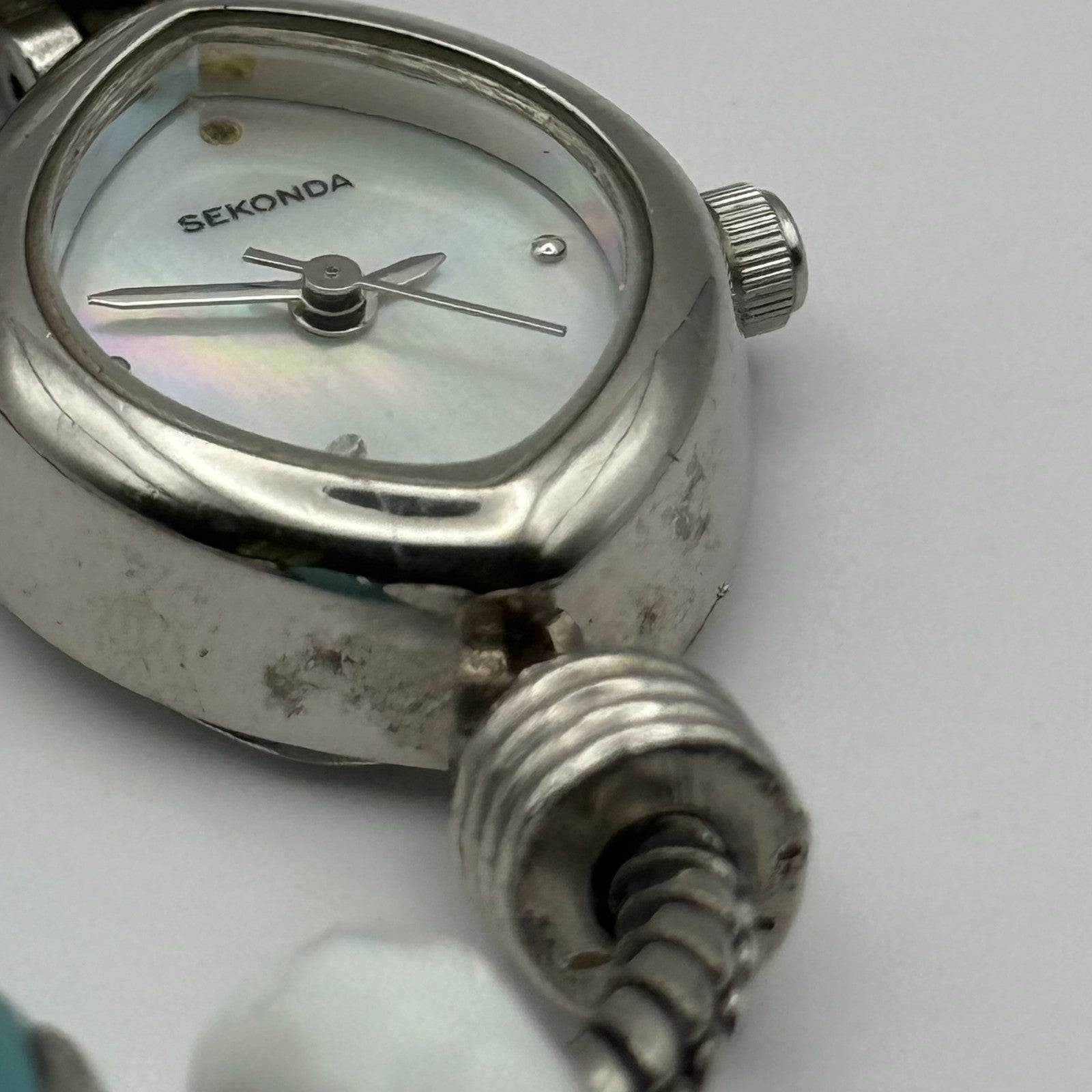 Sekonda Ladies Quartz Watch MOP Dial Beaded Design Bracelet Japan Working 20mm